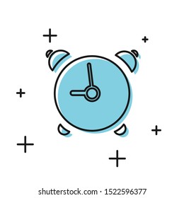 Black Alarm clock icon isolated on white background. Wake up, get up concept. Time sign.  Vector Illustration