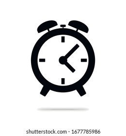 Black alarm clock icon isolated on white background.Vector illustration