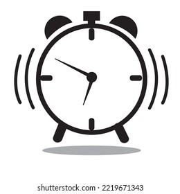 Black alarm clock icon isolated on white background.Vector illustration