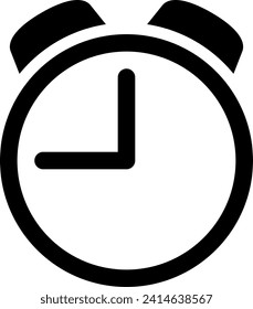 Icono de reloj de alarma negra aislado en blanco. Símbolo de tiempo. Icono del vector.