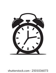 Black Alarm clock icon, vector illustration on white background.