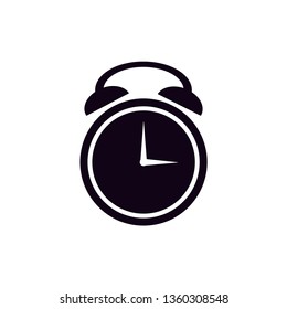 black alarm clock icon with white background