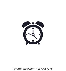 Black alarm clock icon with white background 