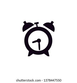black alarm clock icon with white background