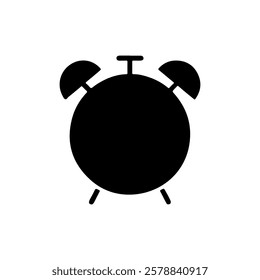 Black Alarm clock silhouette vector illustration on white background.