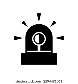 Black alarm siren emergency fighing light icon flat vector design