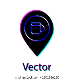 Black Alcohol or beer bar location icon isolated on white background. Symbol of drinking, pub, club, bar.  Vector Illustration