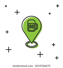 Black Alcohol or beer bar location icon isolated on white background. Symbol of drinking, pub, club, bar.  Vector