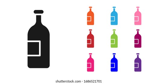 Black Alcohol drink bottle icon isolated on white background. Set icons colorful. Vector Illustration