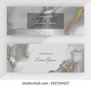 Black alcohol ink with gold glitter horizontal banners for social media