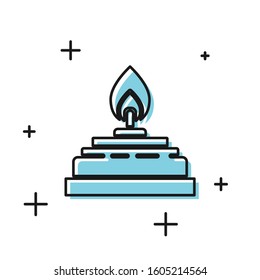 Black Alcohol or spirit burner icon isolated on white background. Chemical equipment.  Vector Illustration