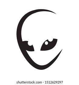 black alien head, vector logo icon