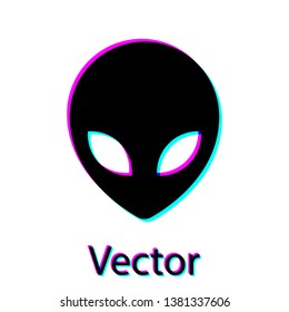 Black Alien icon isolated on white background. Extraterrestrial alien face or head symbol. Vector Illustration