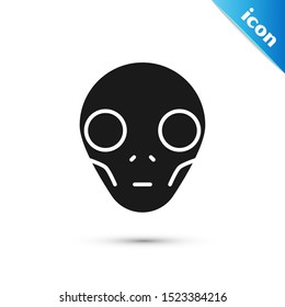 Black Alien icon isolated on white background. Extraterrestrial alien face or head symbol.  Vector Illustration