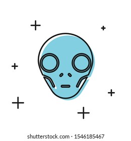 Black Alien icon isolated on white background. Extraterrestrial alien face or head symbol.  Vector Illustration