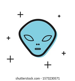 Black Alien icon isolated on white background. Extraterrestrial alien face or head symbol.  Vector Illustration