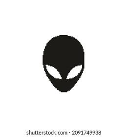 Black Alien icon isolated on white background. Extraterrestrial alien face or head symbol. Vector Illustration