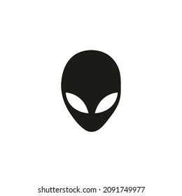Schwarz-Alien-Symbol einzeln auf weißem Hintergrund. Extraterrestrische außerirdische Gesichtssymbole oder Kopfsymbol. Vektorgrafik