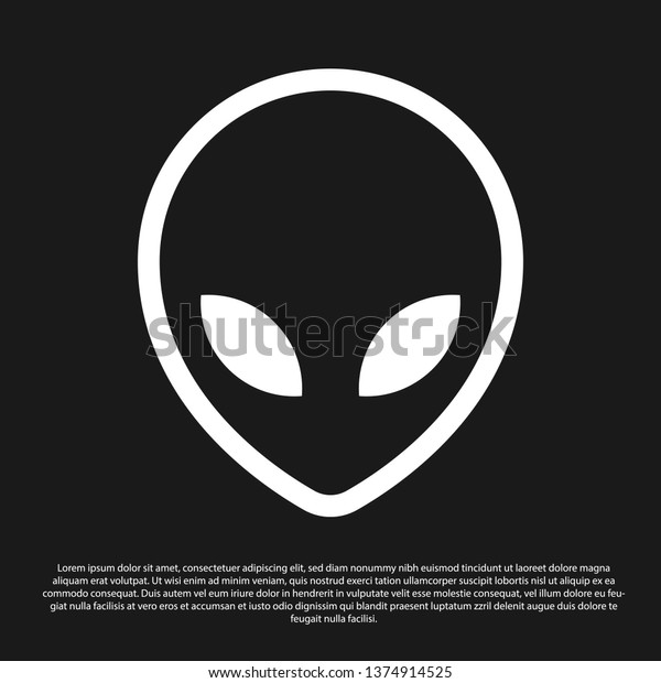 黒い背景に黒いエイリアンのアイコン 地球外宇宙人の顔または頭のシンボル ベクターイラスト のベクター画像素材 ロイヤリティフリー