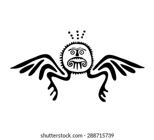 black alien in native style, vector illustration