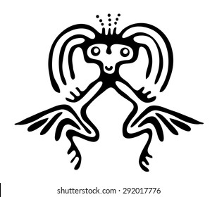 black alien in native style, vector illustration