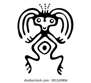black alien in native style, vector illustration