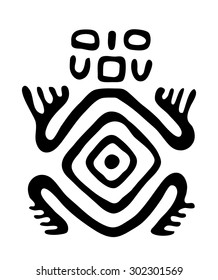 black alien in native style, vector illustration