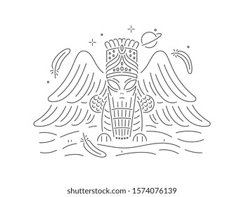 Black Alien vector design of ancient Babylon and Sumerian deity on white background