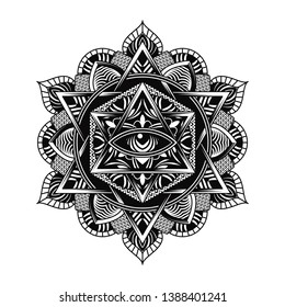 BLACK ALL SEEING EYE ART