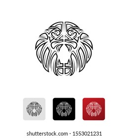 Black alliance lion icon isolated on white background. Lion icon. Geometric king of beasts logo design. Set icons colorful square buttons. Vector Illustration