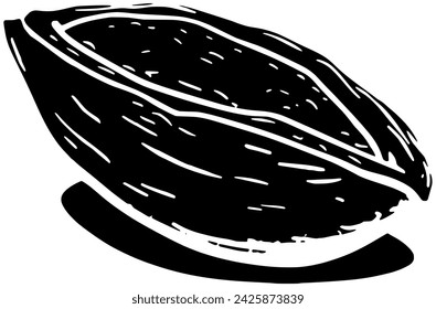black almond silhouette or flat nut illustration of organic logo food for seed with group icon and leaves shape leaf as plant to tree