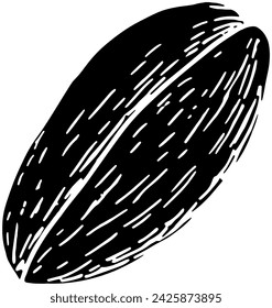 black almond silhouette or flat nut illustration of organic logo food for seed with group icon and leaves shape leaf as plant to tree