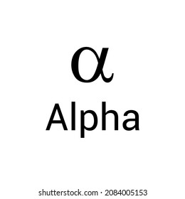 Black alpha symbol icon with name. greek alphabet letter