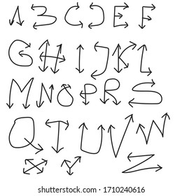 black alphabet arrows vector on background