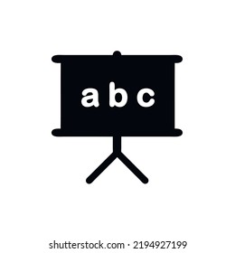 black alphabet board on white background