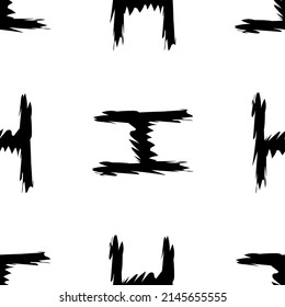 Black  alphabet H letters on white background. Seamless abstract vector geometric pattern. Perfect for gift wrapping paper,  Bed sheets and interior. School and learning theme.