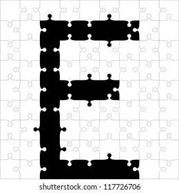 black alphabet jigsaw puzzles. Vector illustration.