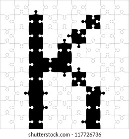black alphabet jigsaw puzzles. Vector illustration.