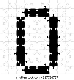 black alphabet jigsaw puzzles. Vector illustration.