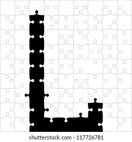 black alphabet jigsaw puzzles. Vector illustration.