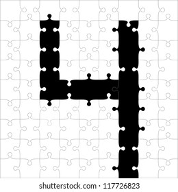 black alphabet jigsaw puzzles. Vector illustration.