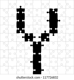 black alphabet jigsaw puzzles. Vector illustration.