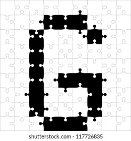 black alphabet jigsaw puzzles. Vector illustration.