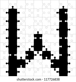 black alphabet jigsaw puzzles. Vector illustration.