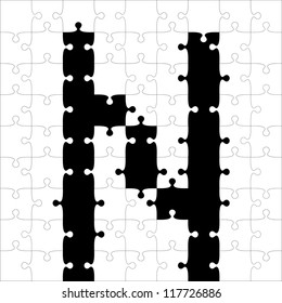 black alphabet jigsaw puzzles. Vector illustration.