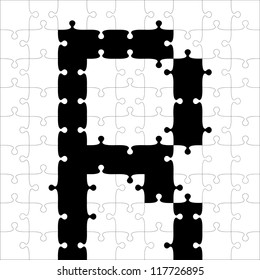 black alphabet jigsaw puzzles. Vector illustration.