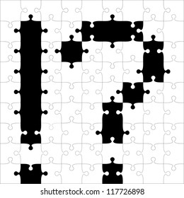 black alphabet jigsaw puzzles. Vector illustration.