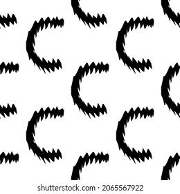 Black  alphabet letters C on white background. Seamless abstract vector geometric pattern. Perfect for gift wrapping paper,  Bed sheets and interior. School and learning theme. 