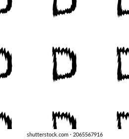 Black  alphabet letters D on white background. Seamless abstract vector geometric pattern. Perfect for gift wrapping paper,  Bed sheets and interior. School and learning theme. 
