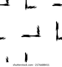 Black  alphabet letters L on white background. Seamless abstract vector geometric pattern. Perfect for gift wrapping paper,  Bed sheets and interior. School and learning theme. 